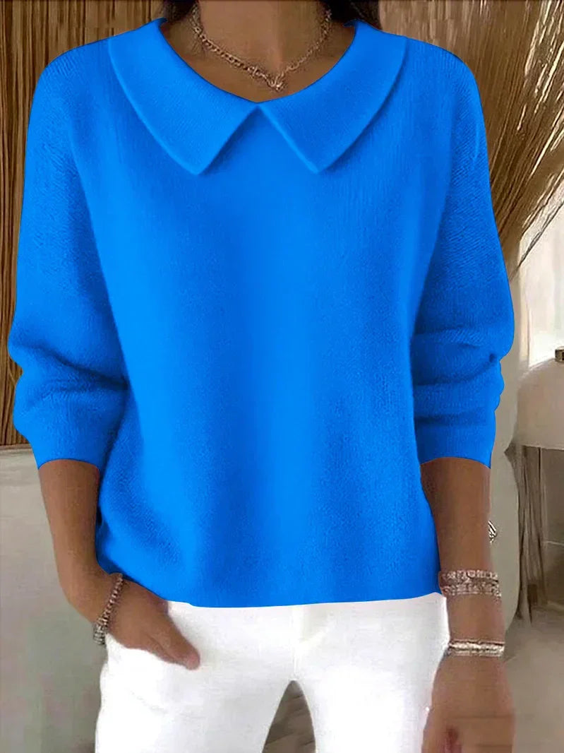 Merryn | Women's Collared Long Sleeve Sweater - Green - Image 2