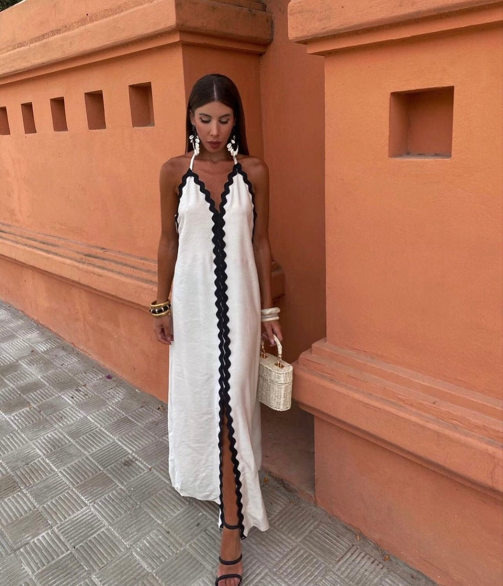 Millicent | Women's Halter Neck Scalloped Maxi Dress - Image 2