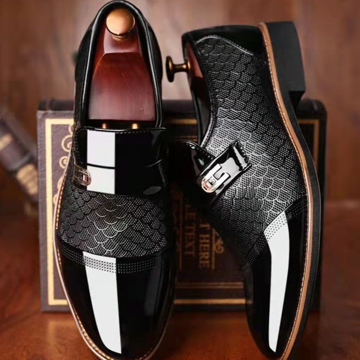 Milo | Men's Monk Strap Slip-On Dress Loafer - Black - Image 1