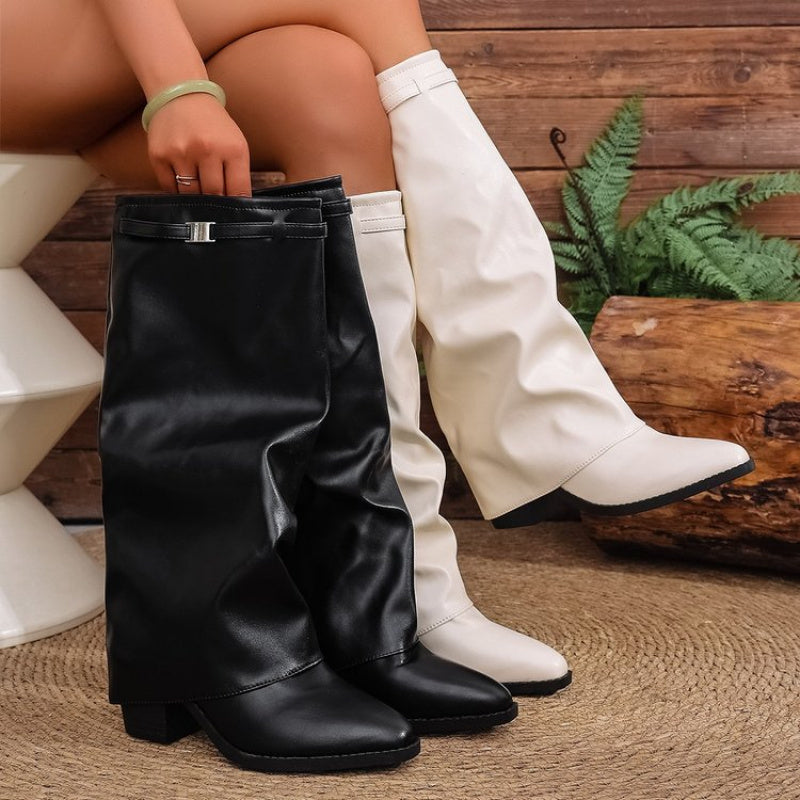 Naveah | Women's Knee-High Slouch Boots - Black - Image 2