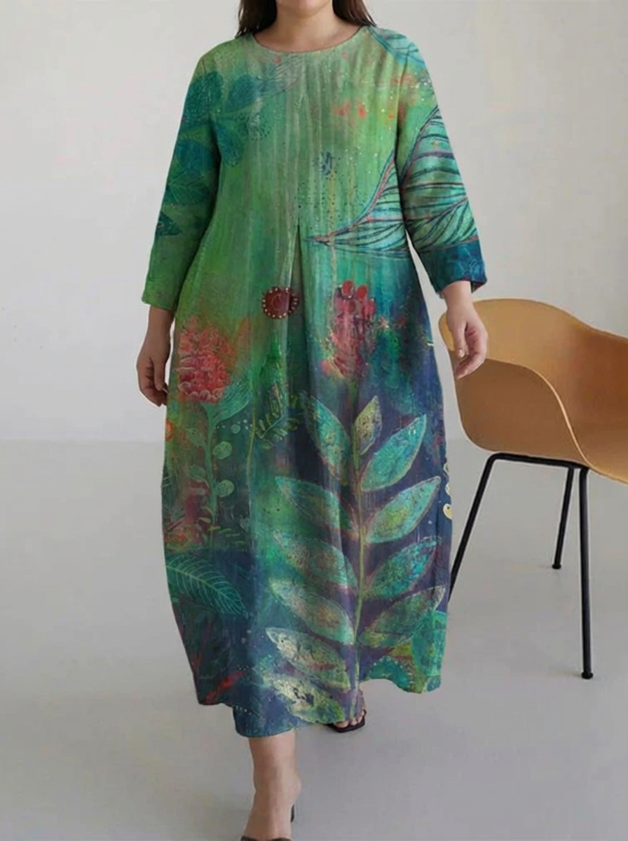 Naveska | Women's Floral Print Long Sleeve Midi Dress - Image 1