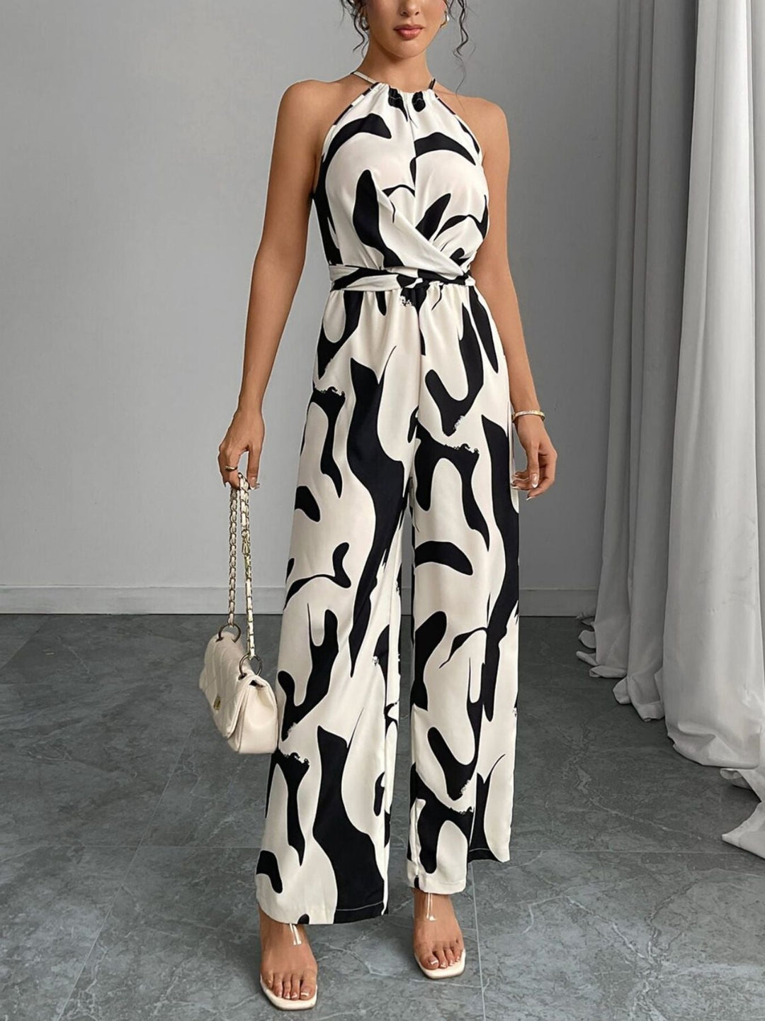 Navine | Women's Halter Neck Abstract Print Jumpsuit - Image 1