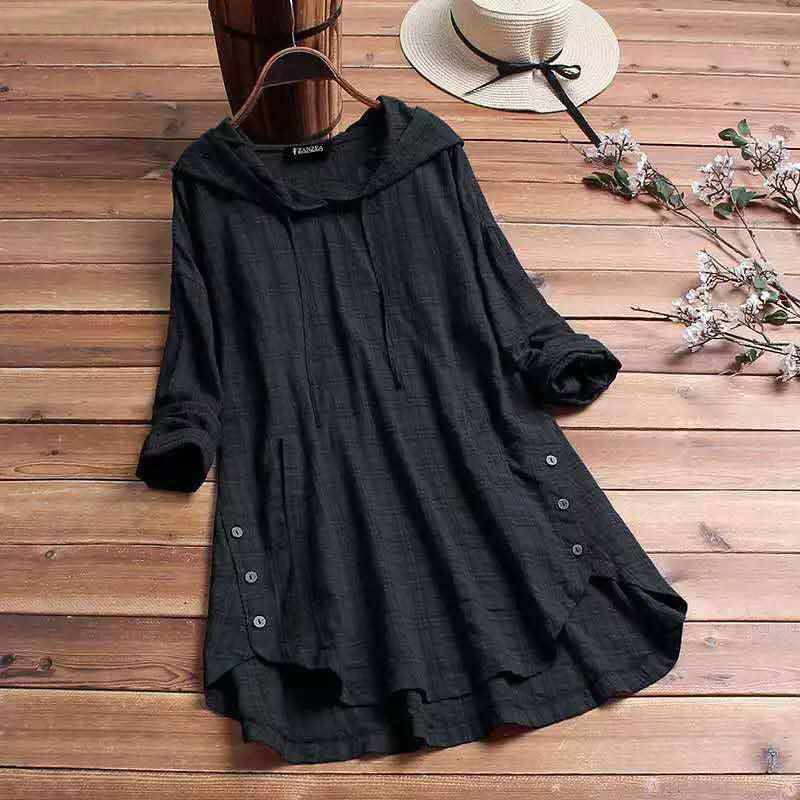 Nora | Women's Plaid Hooded Long Sleeve Dress - Image 1