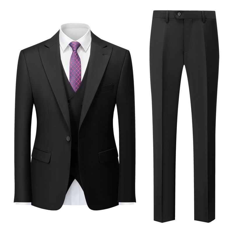 Oberon | Men's Three-Piece Slim Fit Suit Set - Black - Image 1