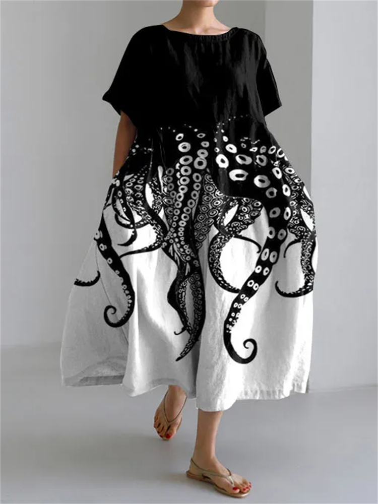 Oceana | Women's Octopus Print Midi Dress - Image 1