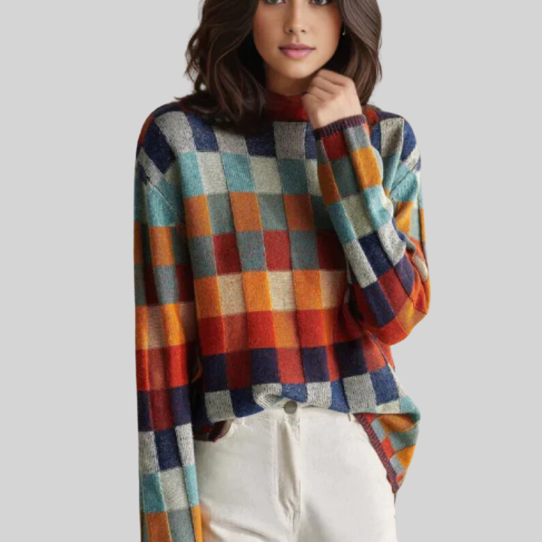 Odaline | Women's Colourblock Turtleneck Sweater - Image 1