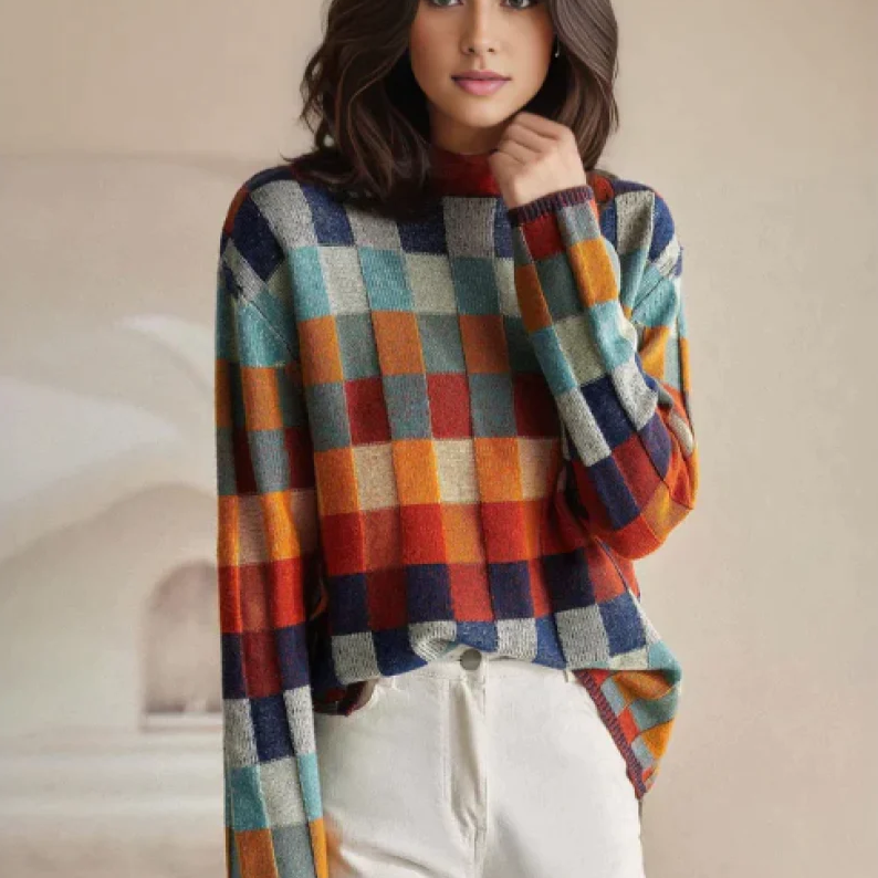 Odaline | Women's Colourblock Turtleneck Sweater - Image 2