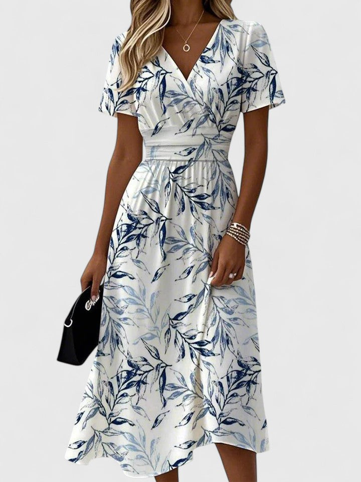 Odalys | Women's Floral Wrap Midi Dress Short Sleeve - Image 1