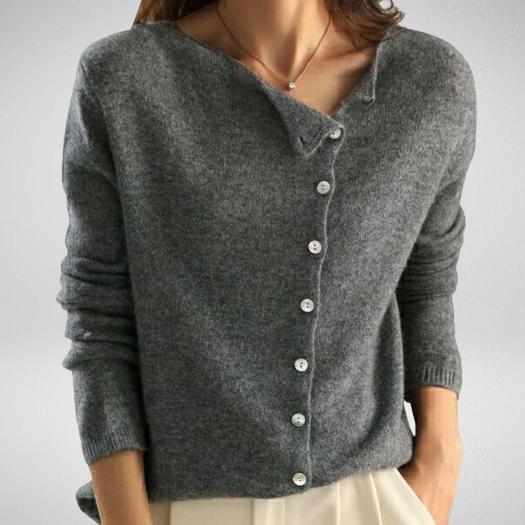 Opaline | Women's Button-Front Cardigan Sweater - Dark Grey - Image 1