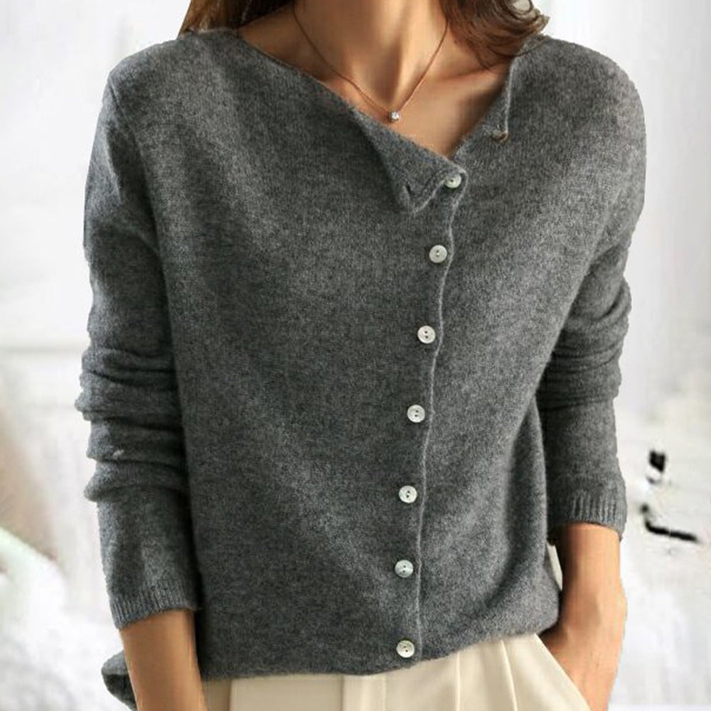Opaline | Women's Button-Front Cardigan Sweater - Dark Grey - Image 2