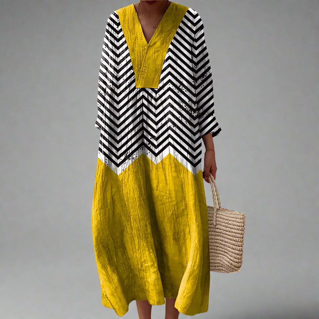 Oriana | Women's Chevron Print Long Sleeve Maxi Dress - Image 1