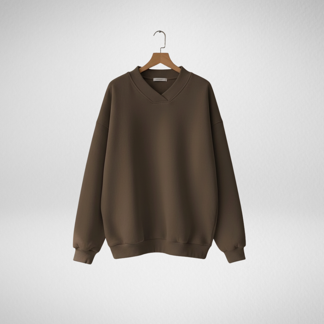 Orlaith | Women's Oversized V-Neck Sweater - Brown - Image 1