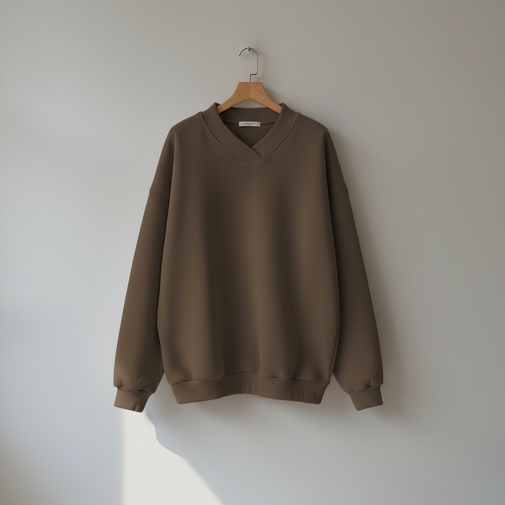 Orlaith | Women's Oversized V-Neck Sweater - Brown - Image 2