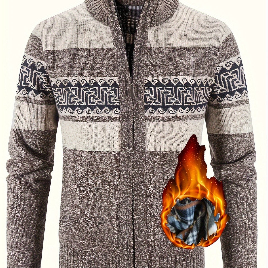 Orveck | Men's Zip-Up Cardigan Sweater - Brown - Image 1
