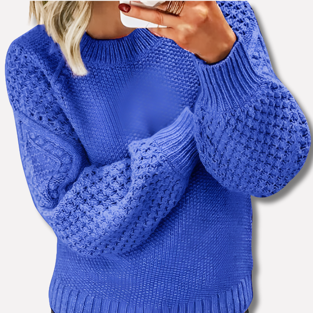 Orvindra | Women's Cable Knit Sweater Crew Neck - Cream - Image 2