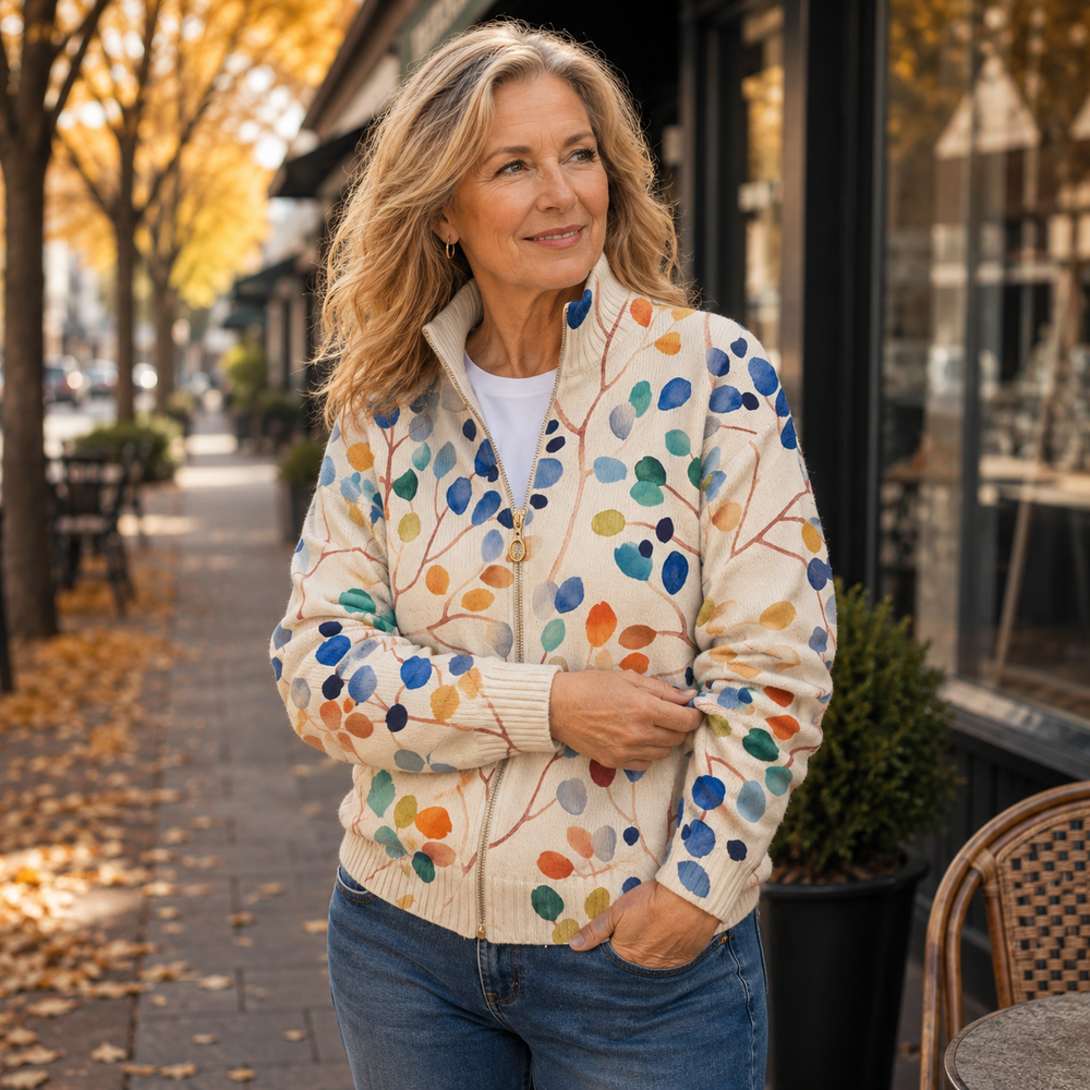 Orvine | Women's Botanical Print Zip-Up Cardigan - Image 2