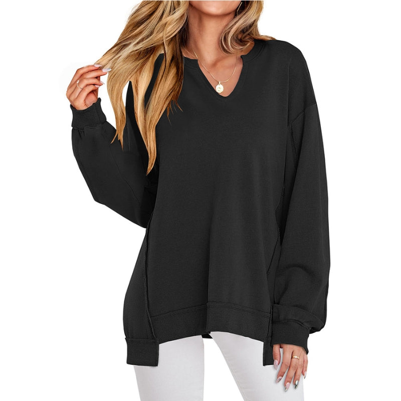 Ottilie | Women's Oversized V-Neck Tunic Sweatshirt - Image 1
