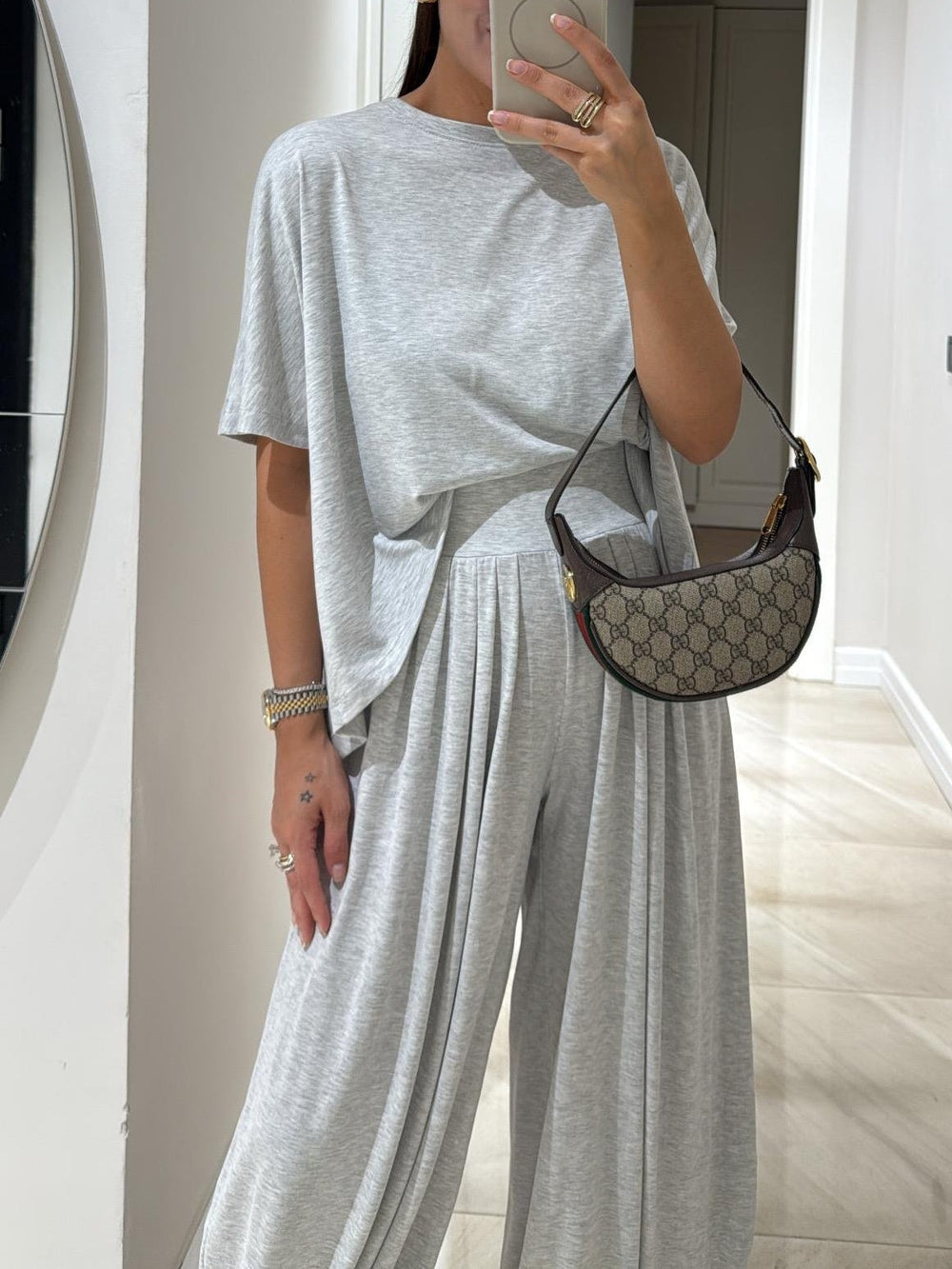 Penelope | Women's Round Neck Wide Leg Pants Set - Image 2