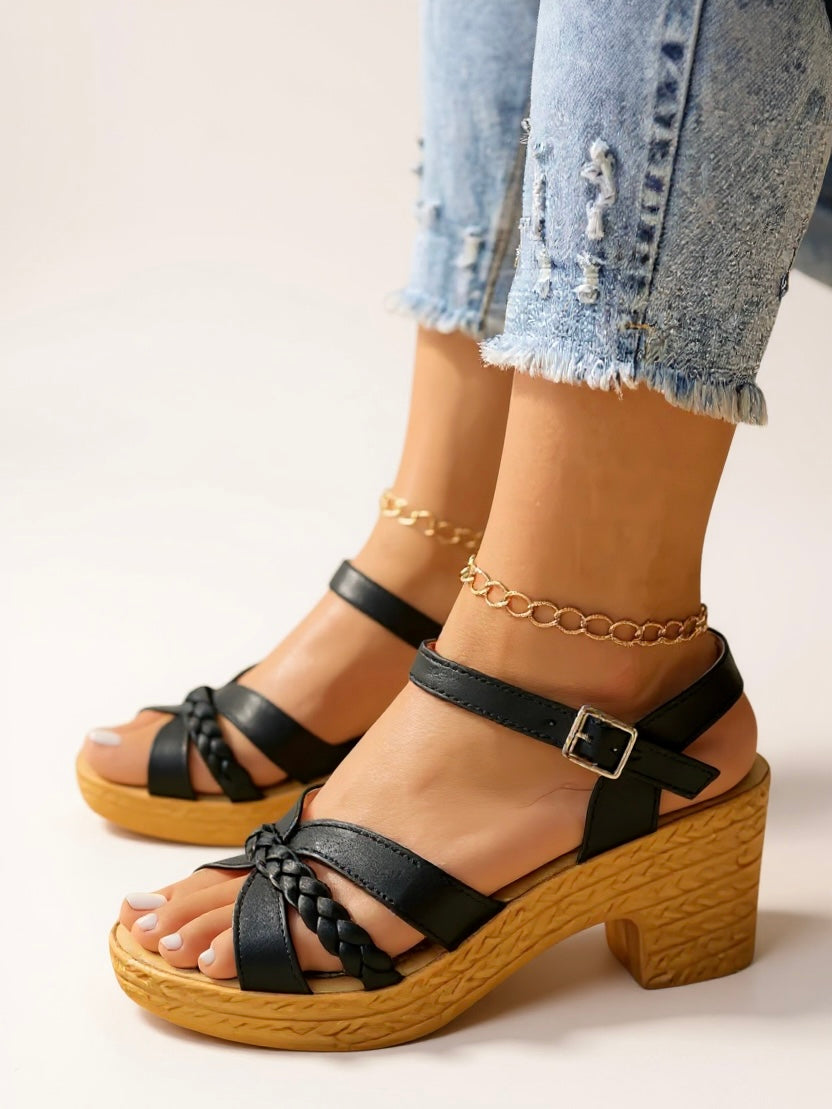 Persephone | Women's Braided Block Heel Sandals - Image 1