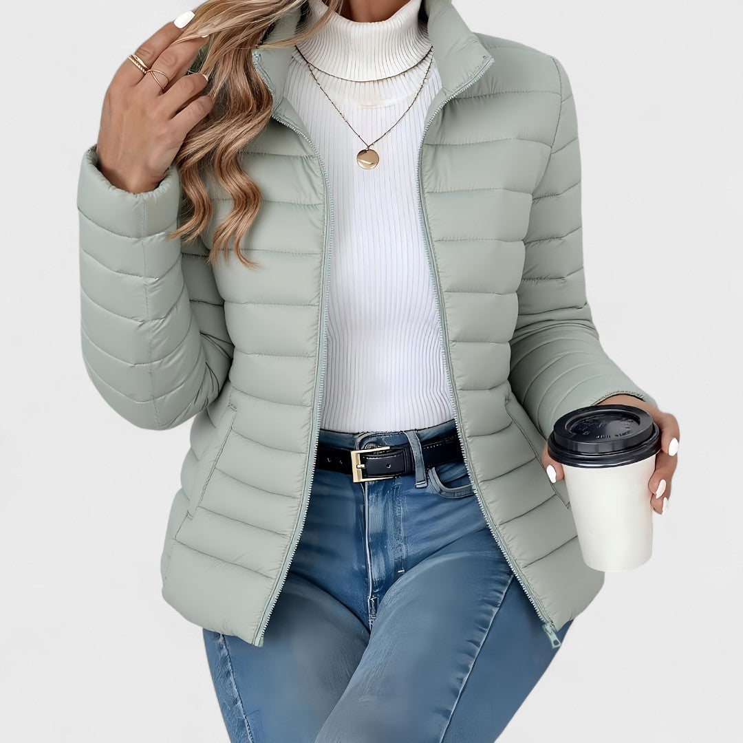 Renvelle | Women's Lightweight Quilted Puffer Jacket - Sage - Image 1