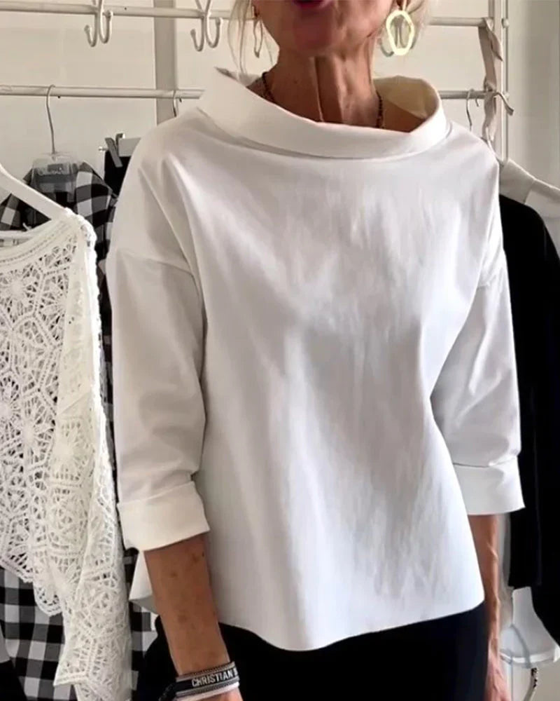 Rhiannon | Women's Cowl Neck 3/4 Sleeve Top - Image 1