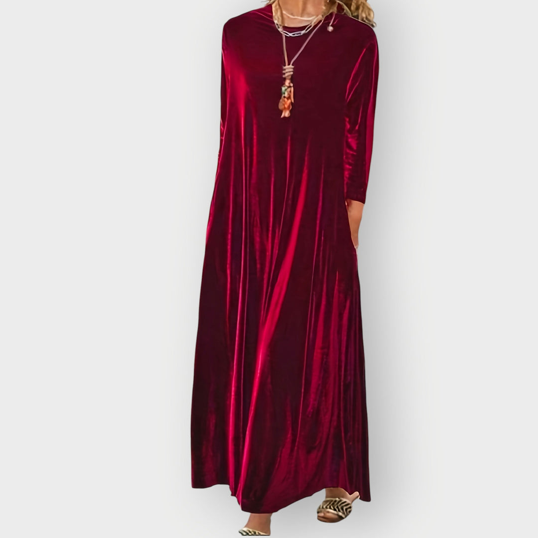 Rhiannon | Women's Long Sleeve Round Neck Maxi Dress - Image 1
