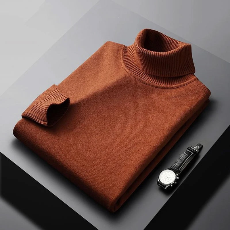 Riordan | Men's Turtleneck Long Sleeve Sweater - Brown - Image 1