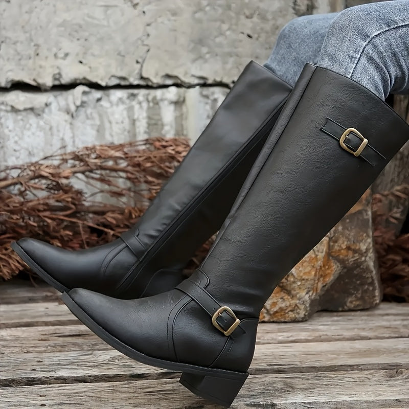 Romilda | Women's Knee-High Riding Boots - Black - Image 1