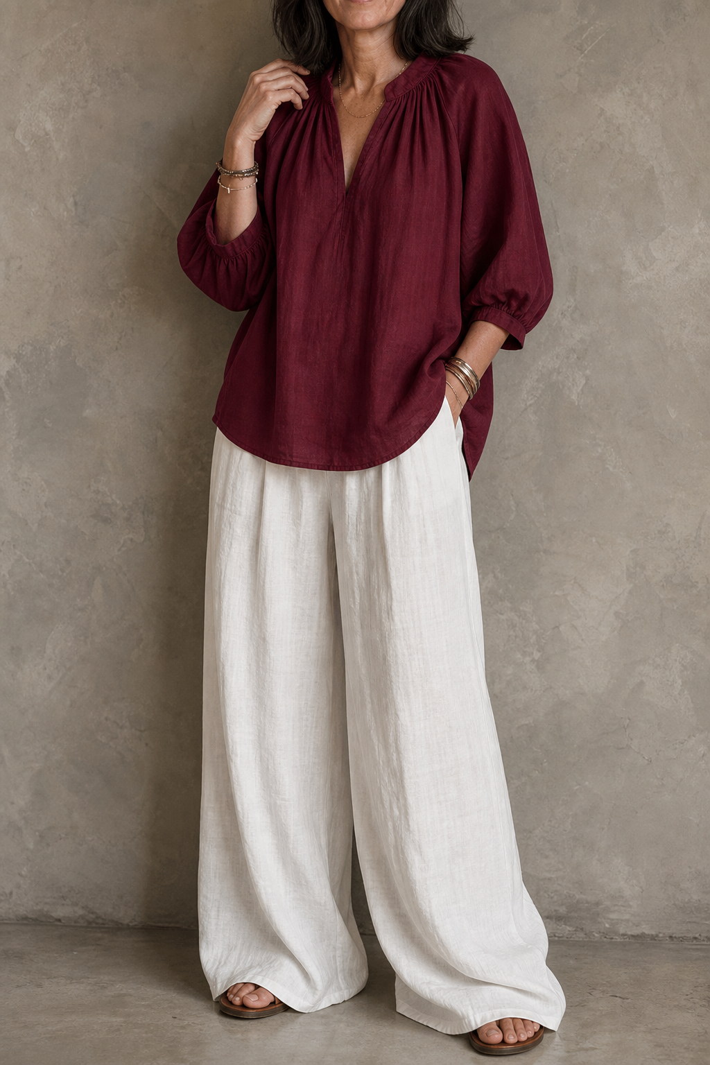 Romilda | Women's Wide Leg Pants & Blouse Set - Image 1