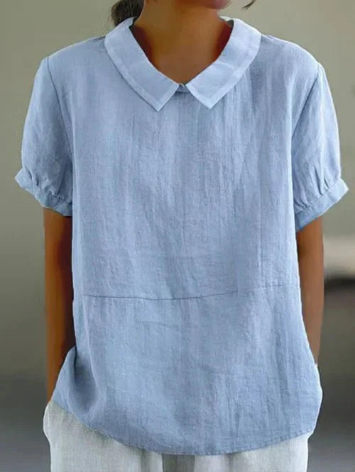 Rosalba | Women's Peter Pan Collar Short Sleeve Blouse - Image 1