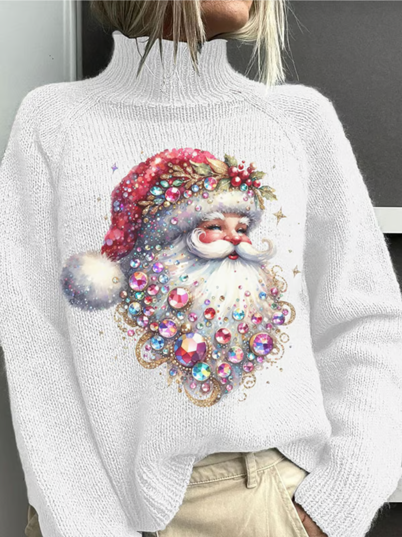 Rosalyn | Women's Christmas Turtleneck Sweater - White - Image 1