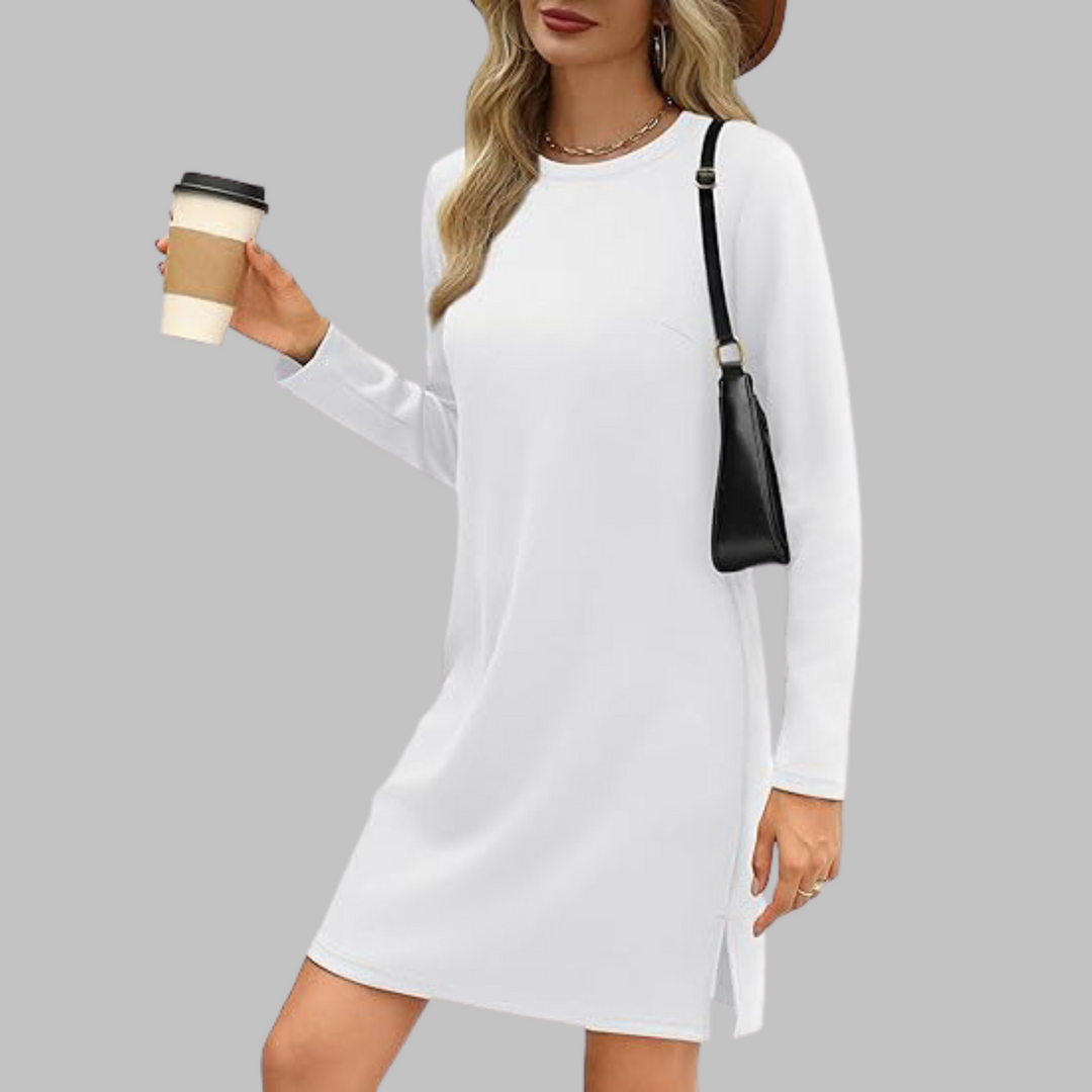 Rowanne | Women's Long Sleeve Round Neck Dress - Image 1