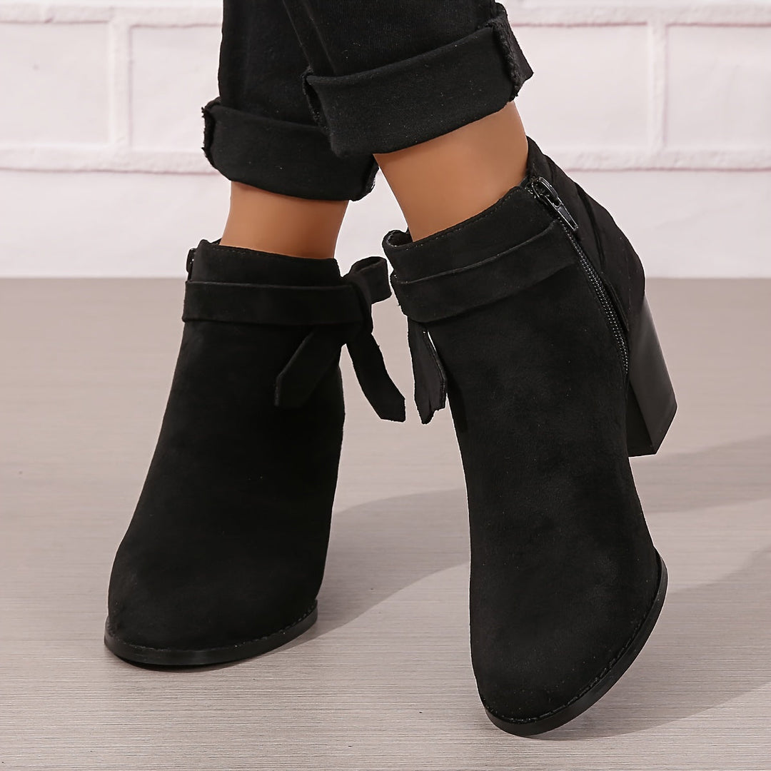 Rowena | Women's Chelsea Ankle Boot with Block Heel - Black - Image 1