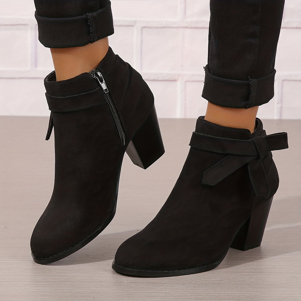 Rowena | Women's Chelsea Ankle Boot with Block Heel - Black - Image 2