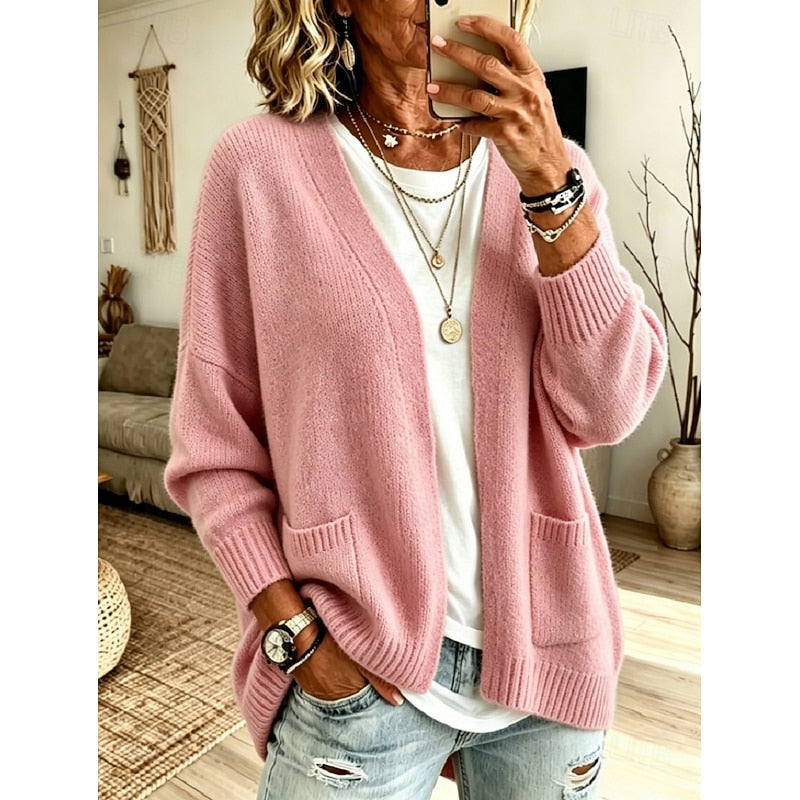 Rowenna | Women's Relaxed Open-Front Cardigan - Pink - Image 1