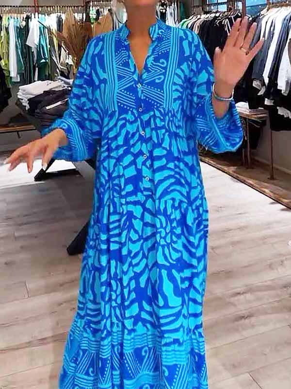 Roxana | Women's V Neck Long Sleeve Maxi Dress - Image 1