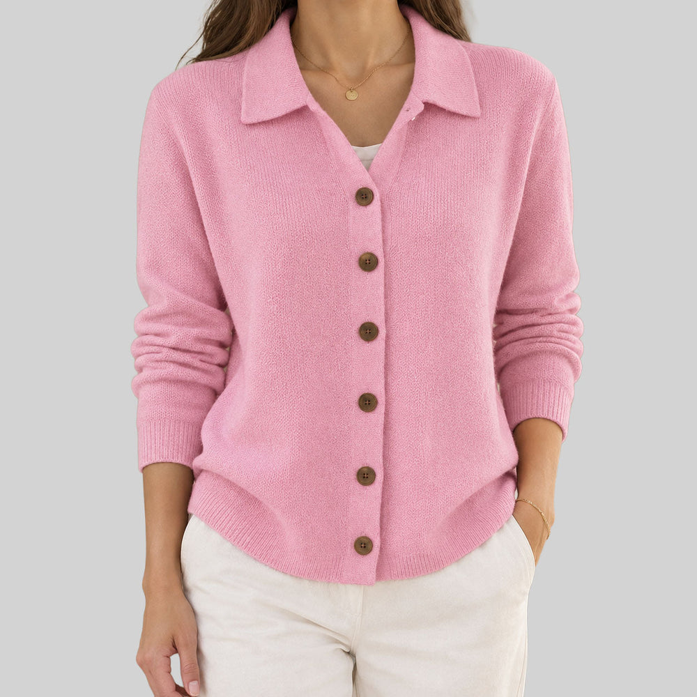 Selvaine | Women's Button-Up Cardigan Shirt Collar - Image 2