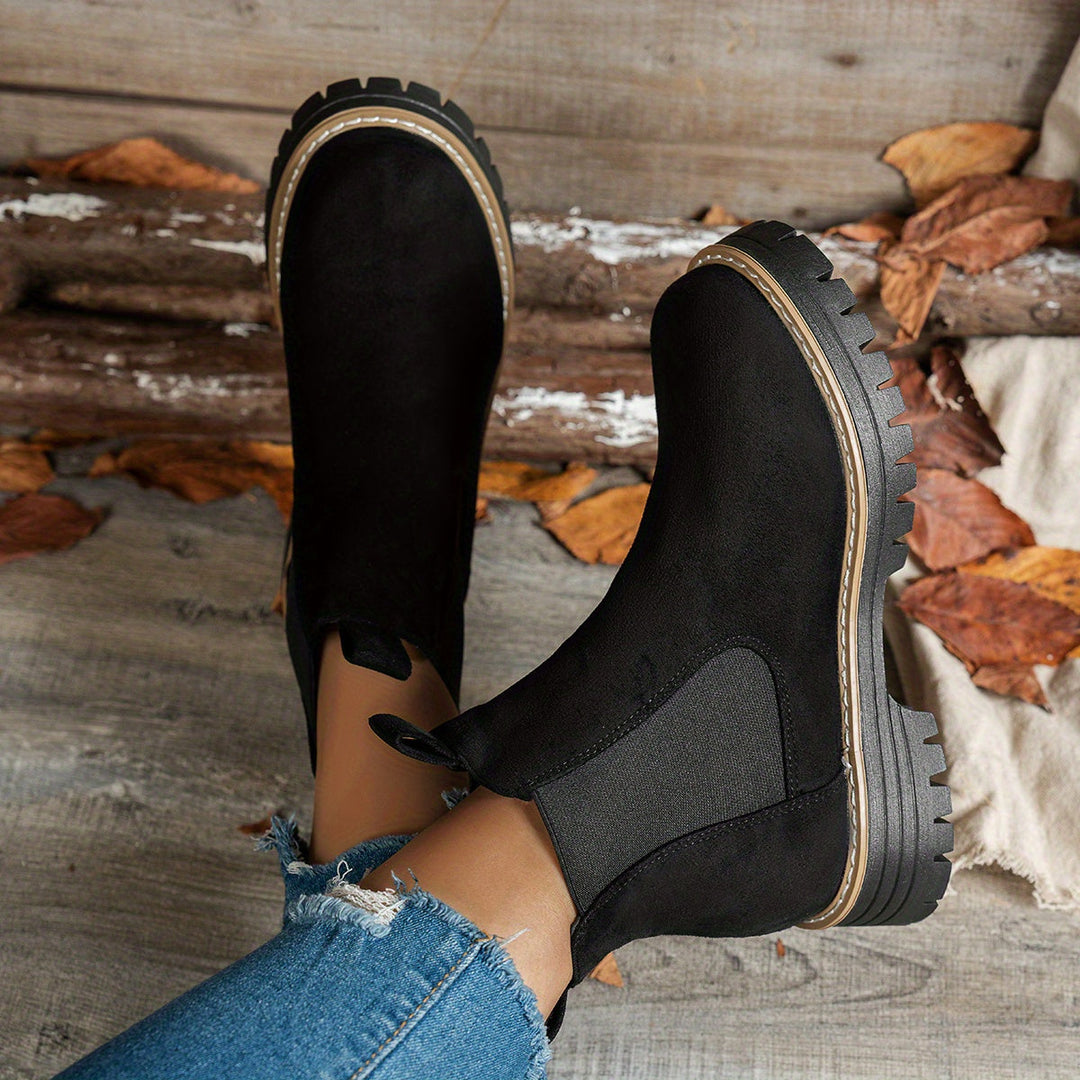 Sloane | Women's Chelsea Ankle Boot with Chunky Platform - Black - Image 1