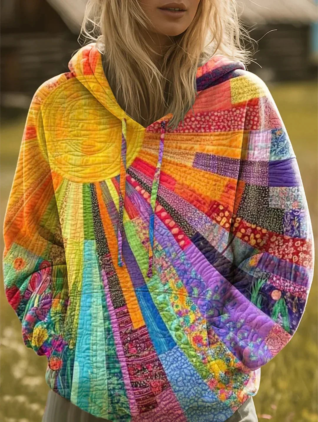 Solène | Women's Boho Patchwork Pullover Sweater - Image 1