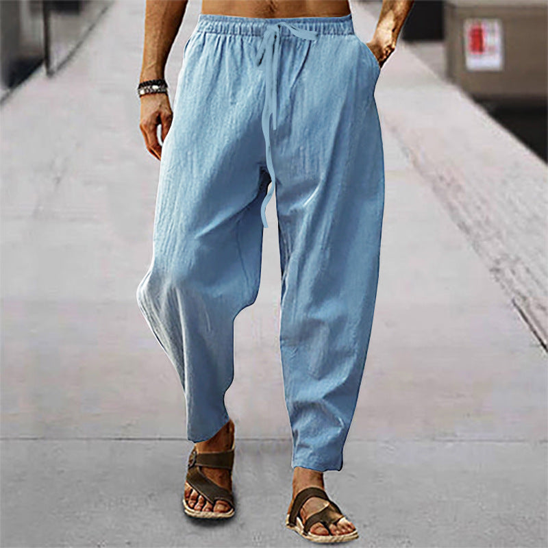Soren | Men's Relaxed Fit Drawstring Pants - Sky Blue - Image 1