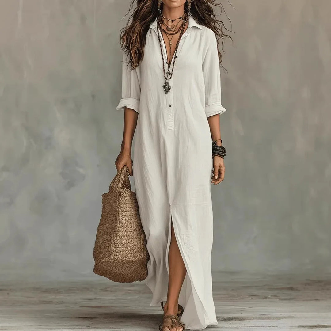 Sorrel | Women's Collared Maxi Shirt Dress - White - Image 1