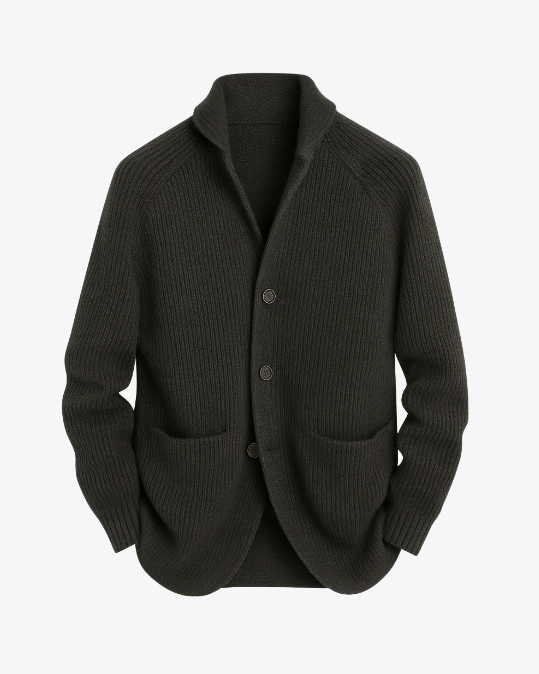 Stellan | Men's Button-Front Knit Cardigan - Dark Grey - Image 1
