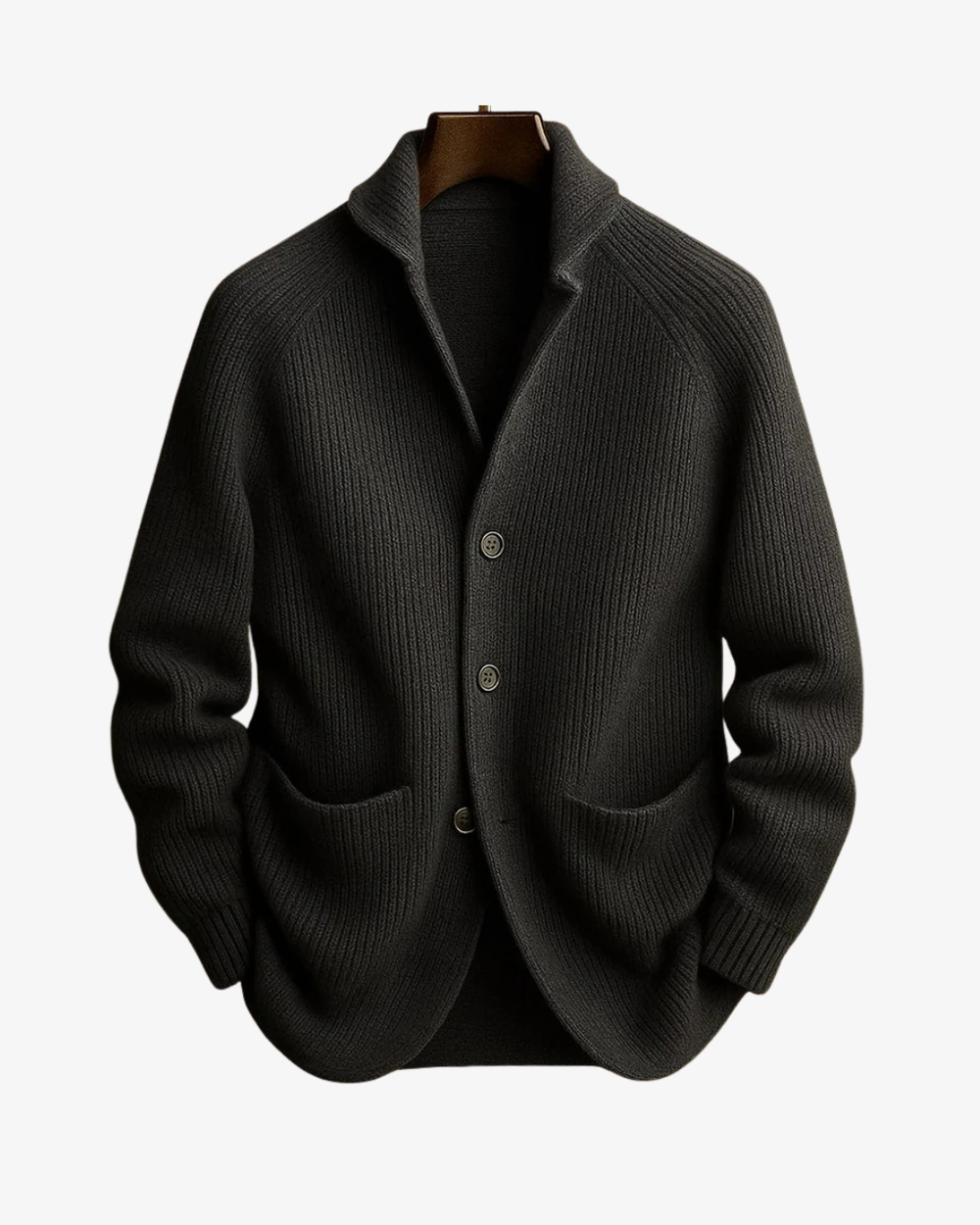 Stellan | Men's Button-Front Knit Cardigan - Dark Grey - Image 2