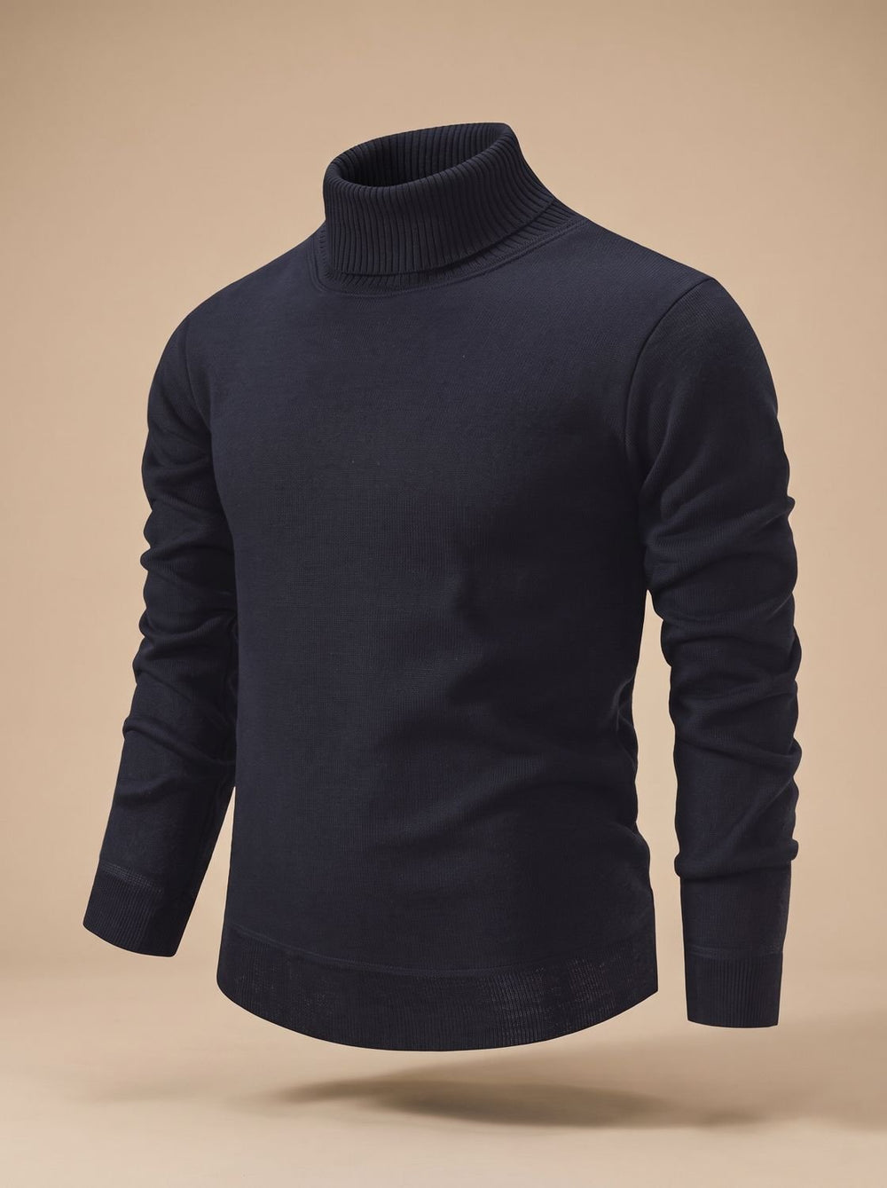 Stellan | Men's Slim Fit Turtleneck Knit Sweater - Burgundy - Image 2
