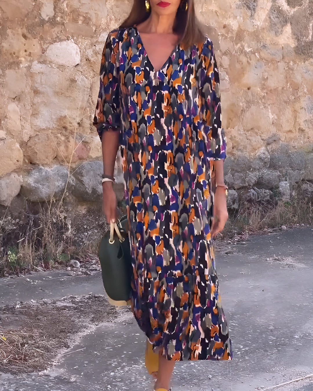 Tallulah | Women's V-Neck Printed Maxi Dress - Image 1