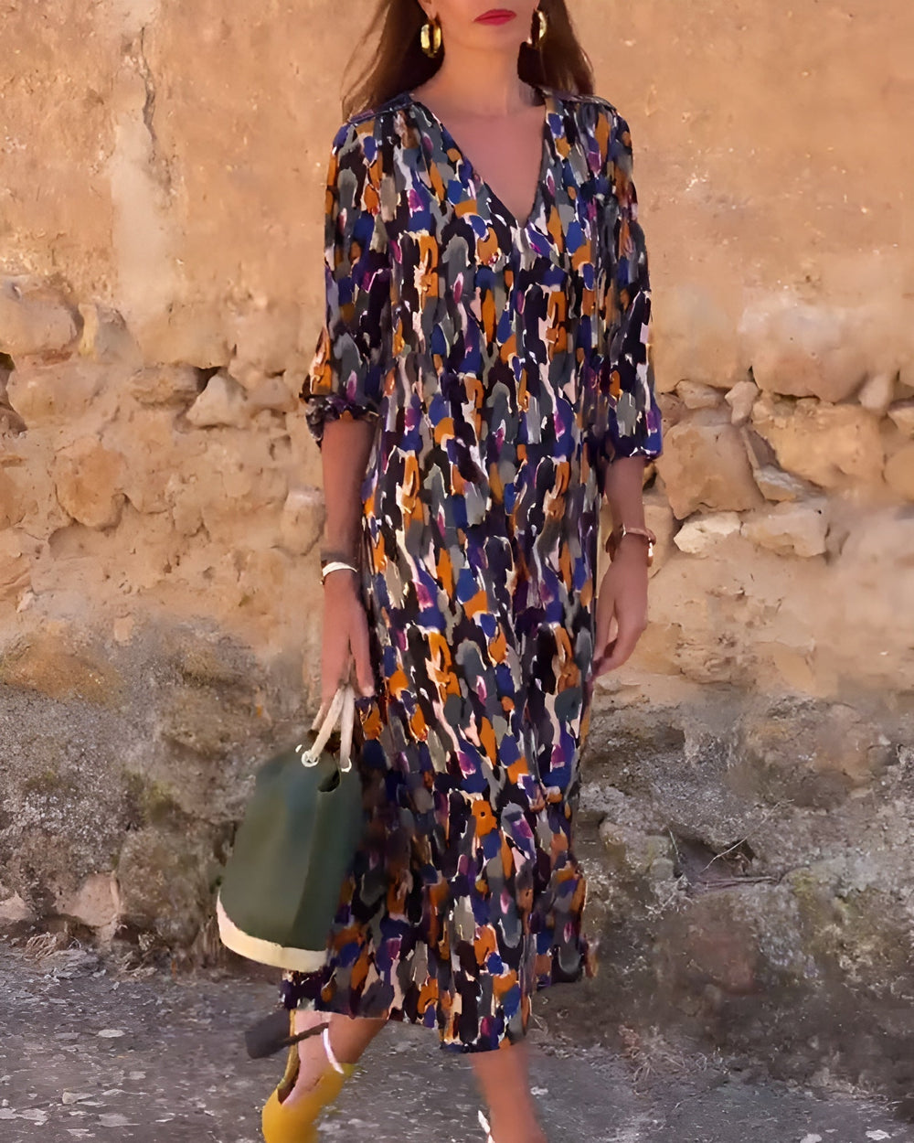 Tallulah | Women's V-Neck Printed Maxi Dress - Image 2