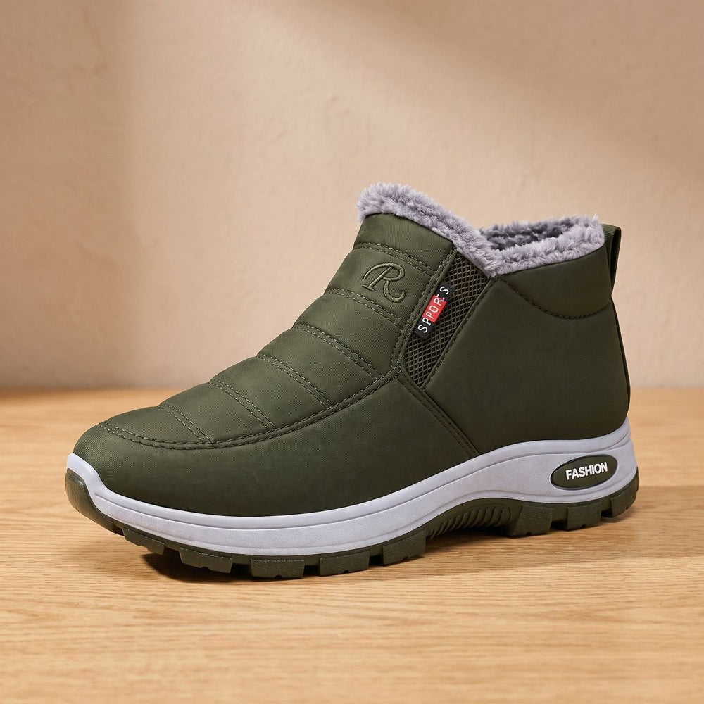 Tambrel | Women's Fleece-Lined Slip-On Winter Boots - Olive Green - Image 2