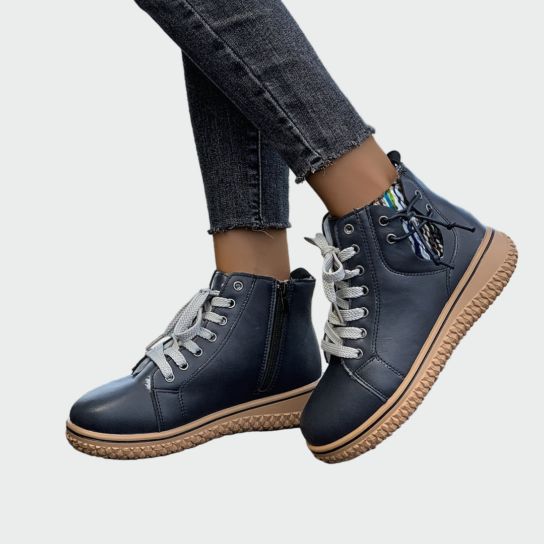 Tamsara | Women's Lace-Up Ankle Boots - Navy - Image 1