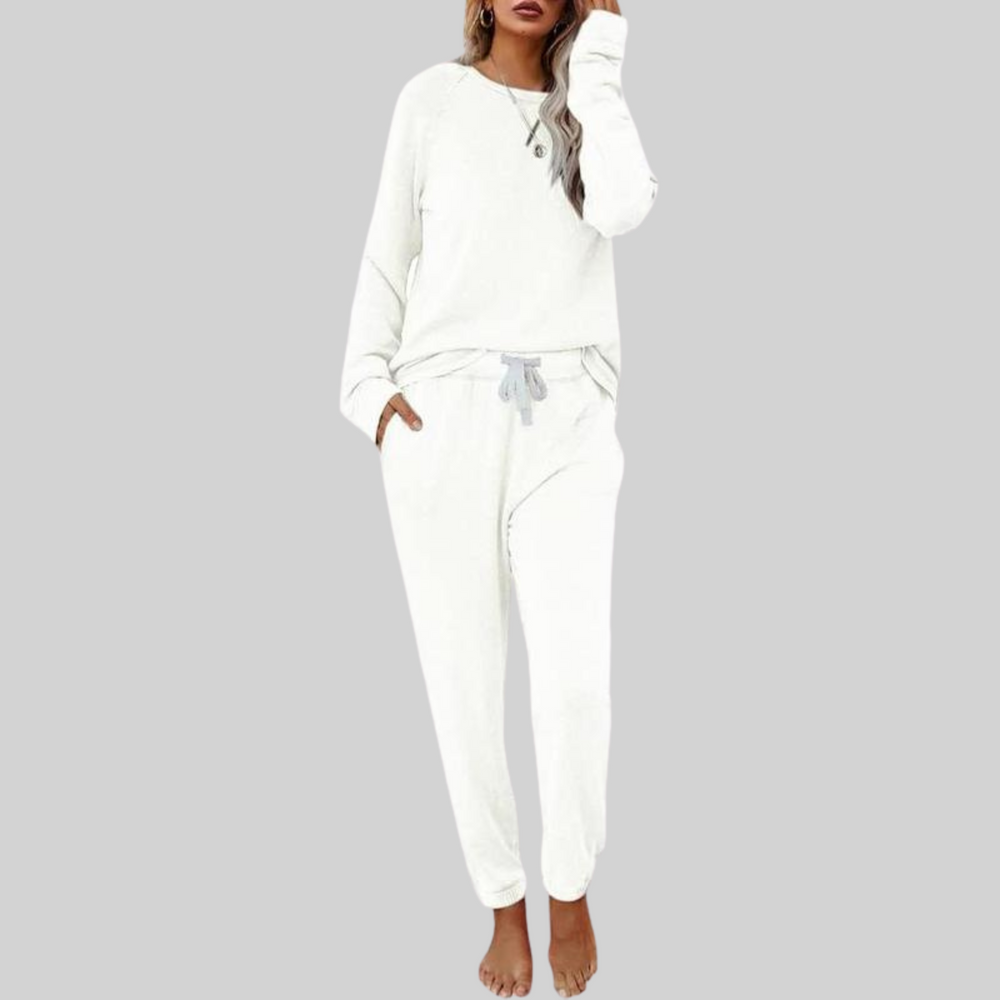 Tamsin | Women's Relaxed Fit Sweatpants Loungewear Set - Taupe - Image 2