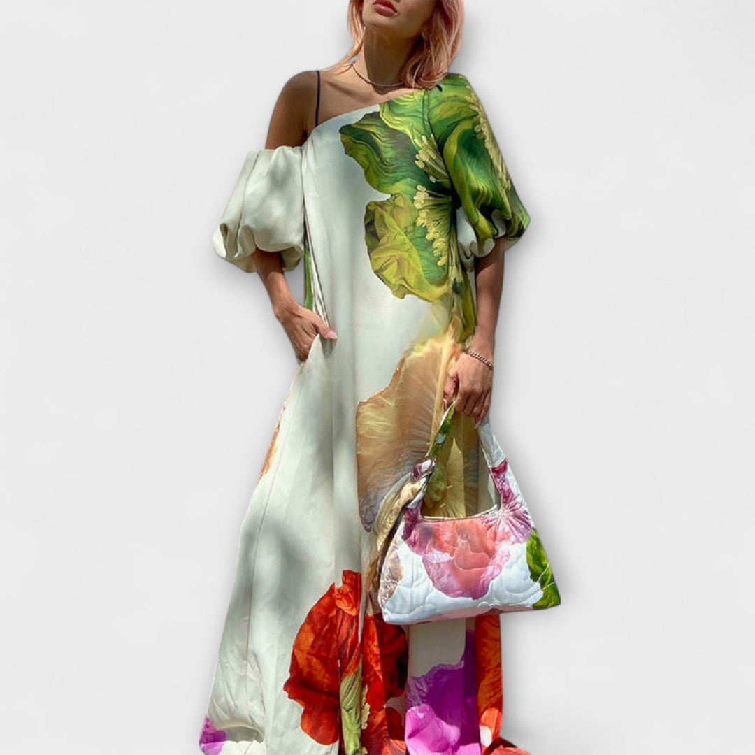 Tamsyn | Women's Floral Print Asymmetric Maxi Dress - Floral - Image 1